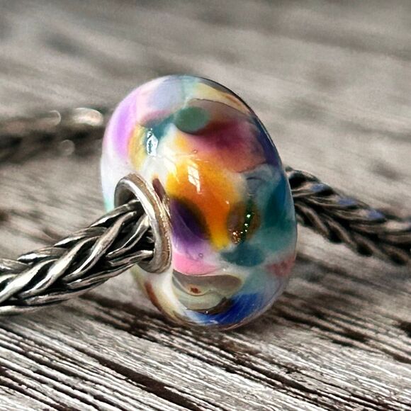 Summersday Artisan Trollbeads Style Trollstone Happy Colors Glitter Leaf NEW - Picture 8 of 10